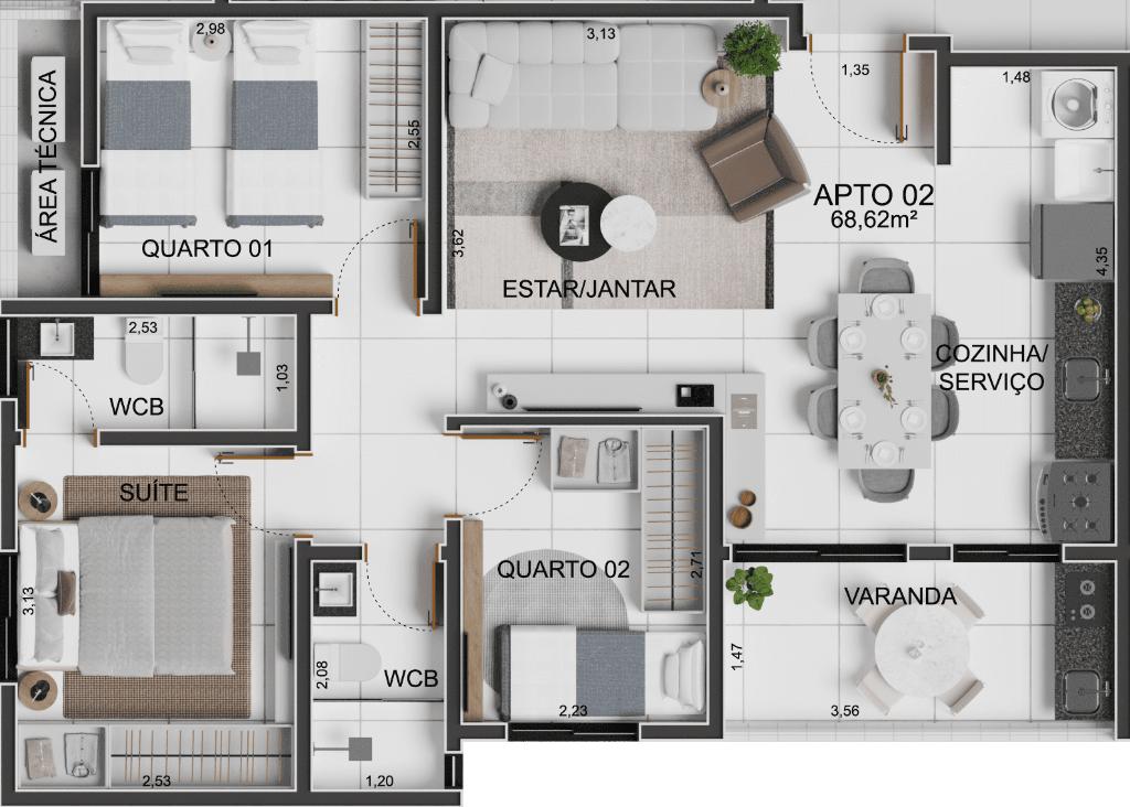 Apartamento à venda com 3 quartos, 68m² - Foto 7