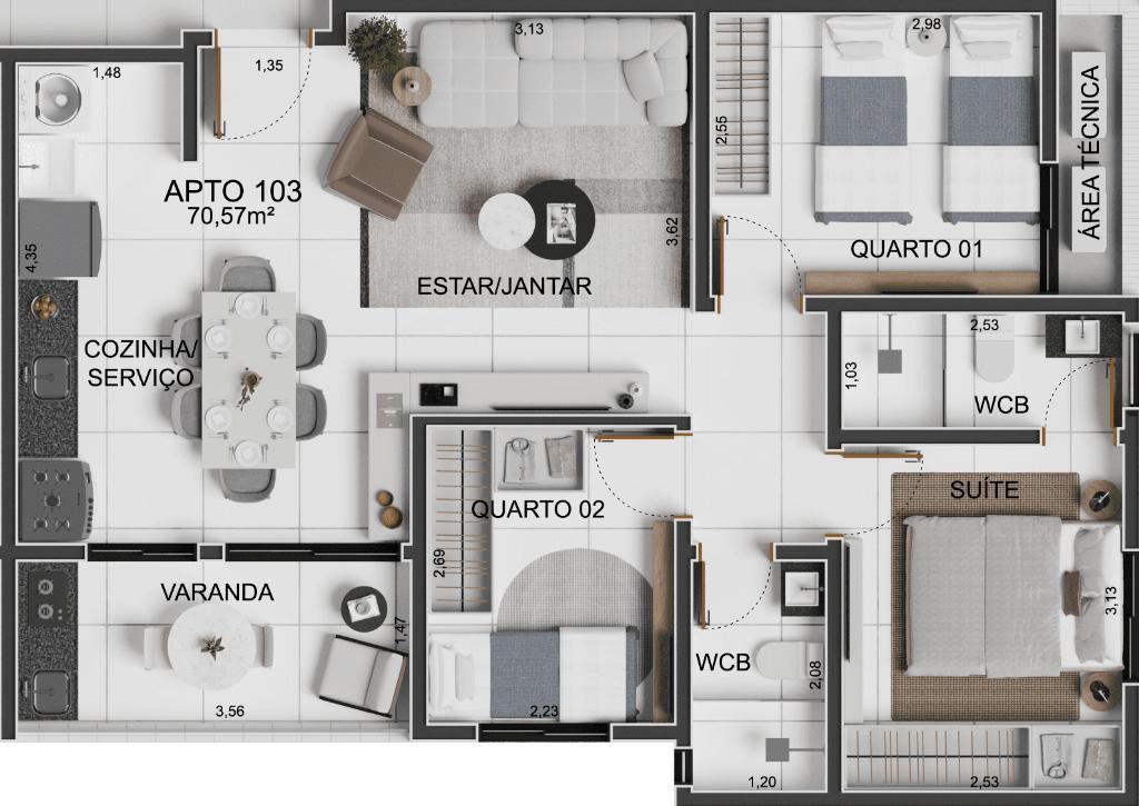 Apartamento à venda com 3 quartos, 68m² - Foto 6